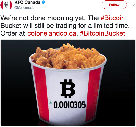 KFC e Bitcoin provocazione o futuro