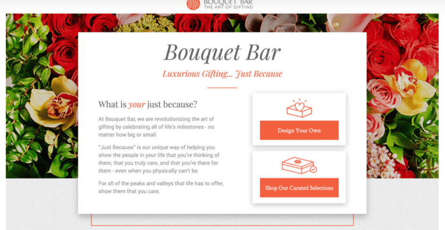 Landing Page Bouquet Bar