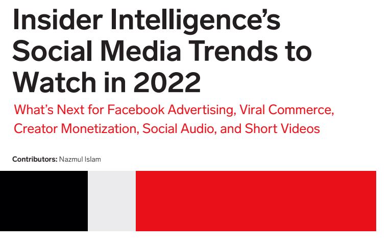 #17 eMarketer - Insider Intelligences Social Media Trends to Watch in 2022