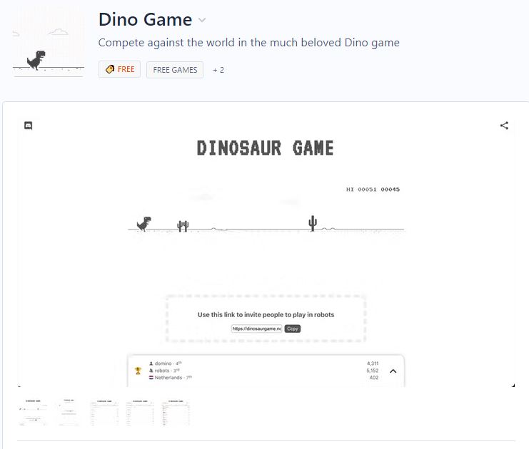 Digital tool Dino Game