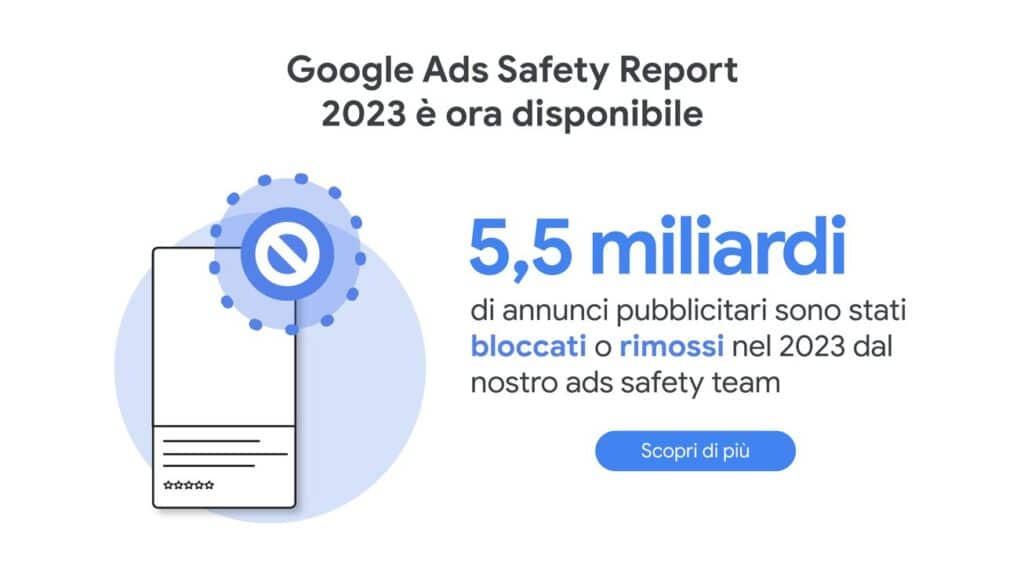 Google Ads Safety Report 2023 gli annunci bloccati da google nel 2023