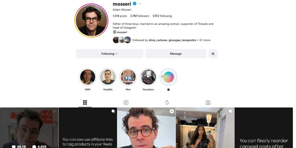 Adam Mosseri chiarisce che ripubblicare contenuti nelle Stories non aumenta la visibilità